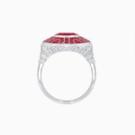 Load image into Gallery viewer, Art Deco-Inspired Geometric Halo Ring Mounting with French-Cut Accents Custom Center Stone | Bold Color Contrast | Hand-Finished Craftsmanship - Shahin Jewelry