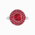 Load image into Gallery viewer, Art Deco-Inspired Geometric Halo Ring Mounting with French-Cut Accents Custom Center Stone | Bold Color Contrast | Hand-Finished Craftsmanship - Shahin Jewelry