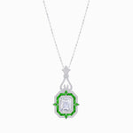 Load image into Gallery viewer, Art Deco Inspired Geometric Pendant with Diamond and Gemstone | Mounting | Without Chain - Shahin Jewelry
