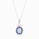 Load image into Gallery viewer, Art Deco Inspired Geometric Pendant with Diamond and Gemstone | Mounting | Without Chain - Shahin Jewelry
