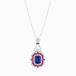 Load image into Gallery viewer, Art Deco Inspired Geometric Pendant with Diamond and Gemstone | Mounting | Without Chain - Shahin Jewelry
