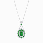 Load image into Gallery viewer, Art Deco Inspired Geometric Pendant with Diamond and Gemstone | Mounting | Without Chain - Shahin Jewelry
