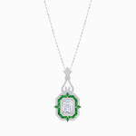 Load image into Gallery viewer, Art Deco Inspired Geometric Pendant with Diamond and Gemstone | Mounting | Without Chain - Shahin Jewelry
