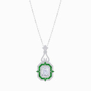Art Deco Inspired Geometric Pendant with Diamond and Gemstone | Mounting | Without Chain - Shahin Jewelry