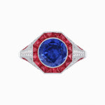 Load image into Gallery viewer, Art Deco Inspired Halo Gemstone Engagement Ring - Shahin Jewelry
