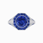 Load image into Gallery viewer, Art Deco Inspired Halo Gemstone Engagement Ring - Shahin Jewelry
