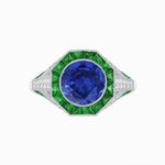 Load image into Gallery viewer, Art Deco Inspired Halo Gemstone Engagement Ring - Shahin Jewelry
