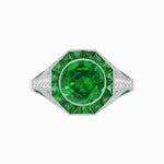 Load image into Gallery viewer, Art Deco Inspired Halo Gemstone Engagement Ring - Shahin Jewelry
