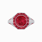 Load image into Gallery viewer, Art Deco Inspired Halo Gemstone Engagement Ring - Shahin Jewelry
