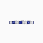 Load image into Gallery viewer, Art Deco Inspired Hand-Engraved Square Gemstone &amp; Diamond Stackable Eternity Band - Shahin Jewelry