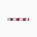 Load image into Gallery viewer, Art Deco Inspired Hand-Engraved Square Gemstone &amp; Diamond Stackable Eternity Band - Shahin Jewelry