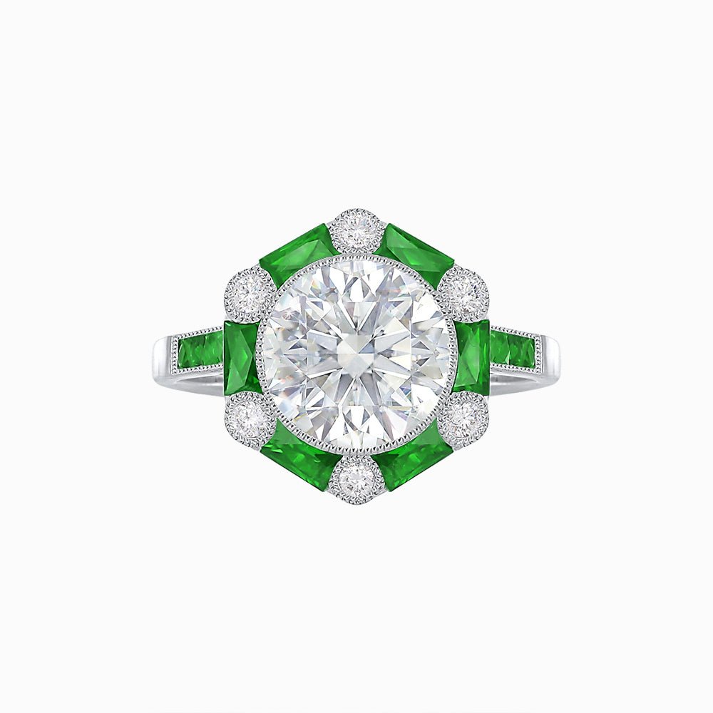 Art Deco Inspired Hexagon Halo Ring - Shahin Jewelry