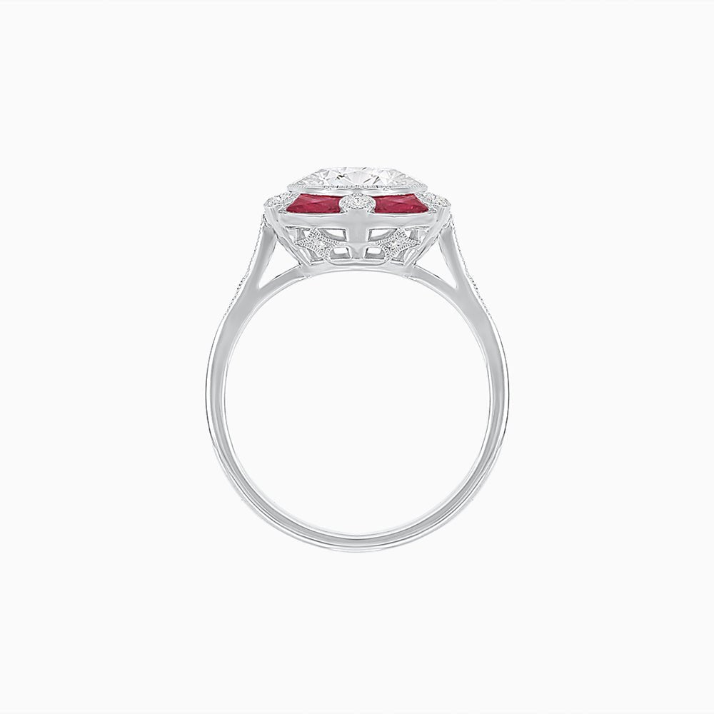 Art Deco Inspired Hexagon Halo Ring - Shahin Jewelry