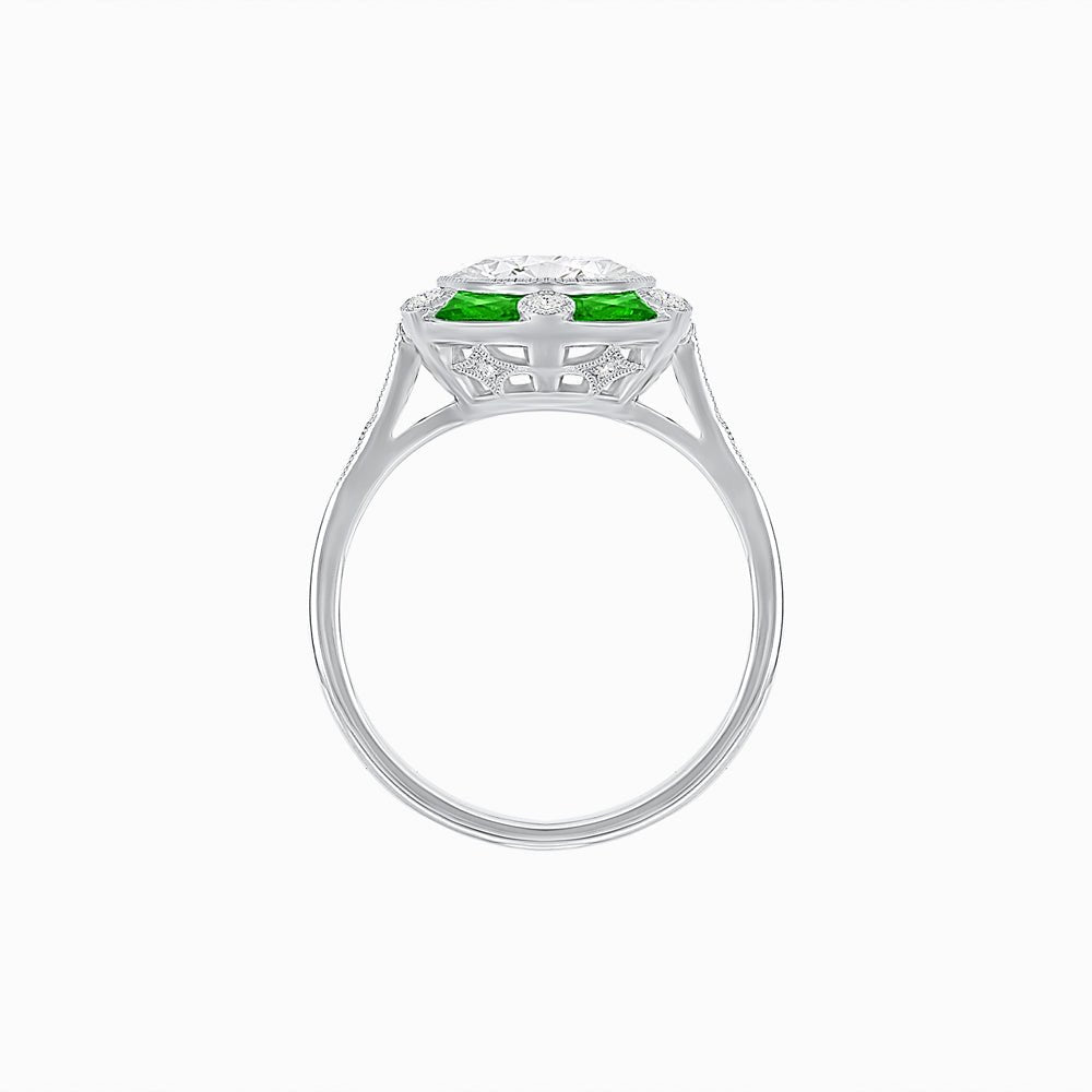 Art Deco Inspired Hexagon Halo Ring - Shahin Jewelry