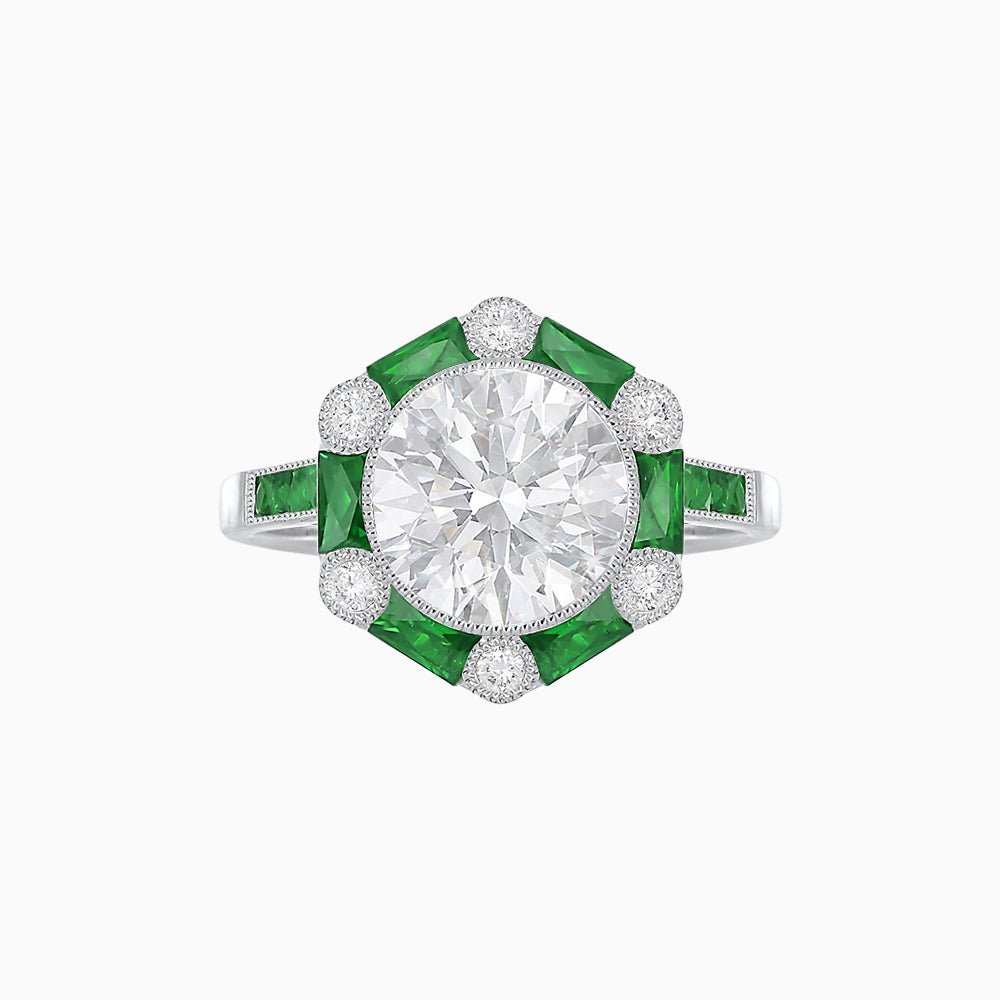 Art Deco Inspired Hexagon Halo Ring - Shahin Jewelry