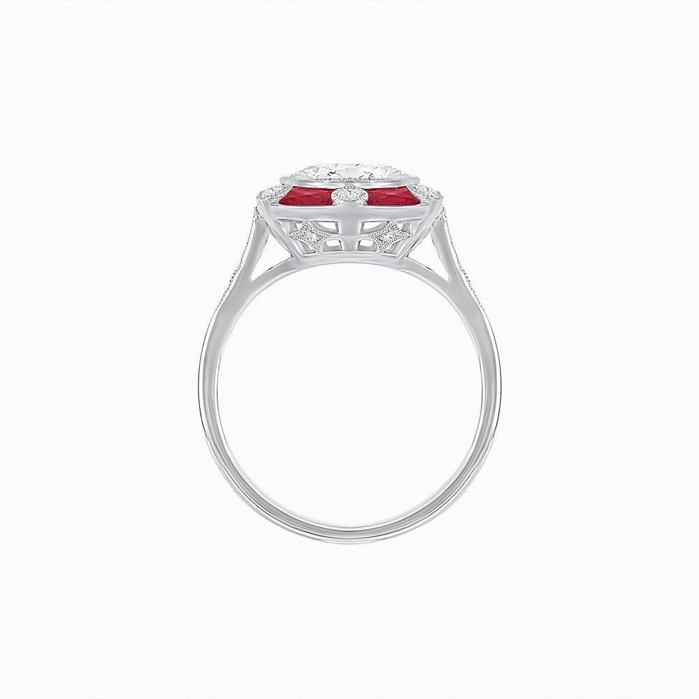 Art Deco Inspired Hexagon Halo Ring - Shahin Jewelry