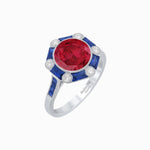 Load image into Gallery viewer, Art Deco Inspired Hexagon Halo Ring With Gemstone - Shahin Jewelry
