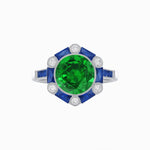 Load image into Gallery viewer, Art Deco Inspired Hexagon Halo Ring With Gemstone - Shahin Jewelry
