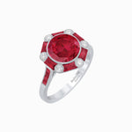 Load image into Gallery viewer, Art Deco Inspired Hexagon Halo Ring With Gemstone - Shahin Jewelry
