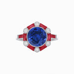 Load image into Gallery viewer, Art Deco Inspired Hexagon Halo Ring With Gemstone - Shahin Jewelry
