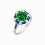 Load image into Gallery viewer, Art Deco Inspired Hexagon Halo Ring With Gemstone - Shahin Jewelry
