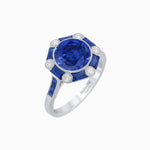 Load image into Gallery viewer, Art Deco Inspired Hexagon Halo Ring With Gemstone - Shahin Jewelry
