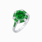 Load image into Gallery viewer, Art Deco Inspired Hexagon Halo Ring With Gemstone - Shahin Jewelry
