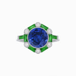 Load image into Gallery viewer, Art Deco Inspired Hexagon Halo Ring With Gemstone - Shahin Jewelry
