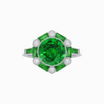 Load image into Gallery viewer, Art Deco Inspired Hexagon Halo Ring With Gemstone - Shahin Jewelry
