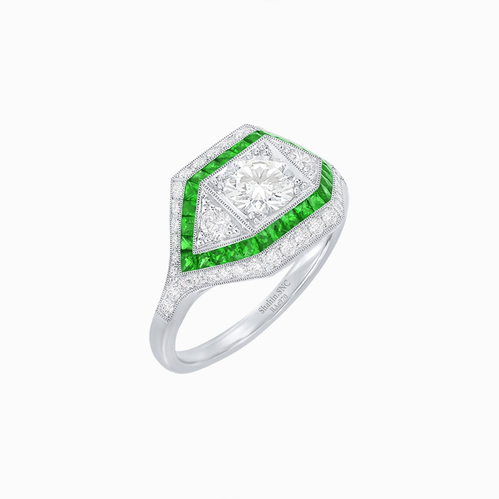 Art Deco Inspired Horisontal Diamond Ring - Shahin Jewelry