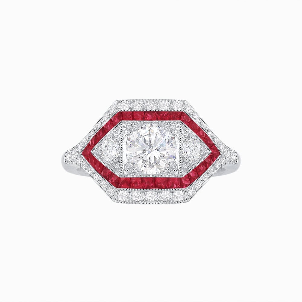 Art Deco Inspired Horisontal Diamond Ring - Shahin Jewelry