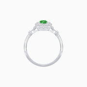 Art Deco Inspired Horisontal Fore Emerald Ring with Diamond - Shahin Jewelry