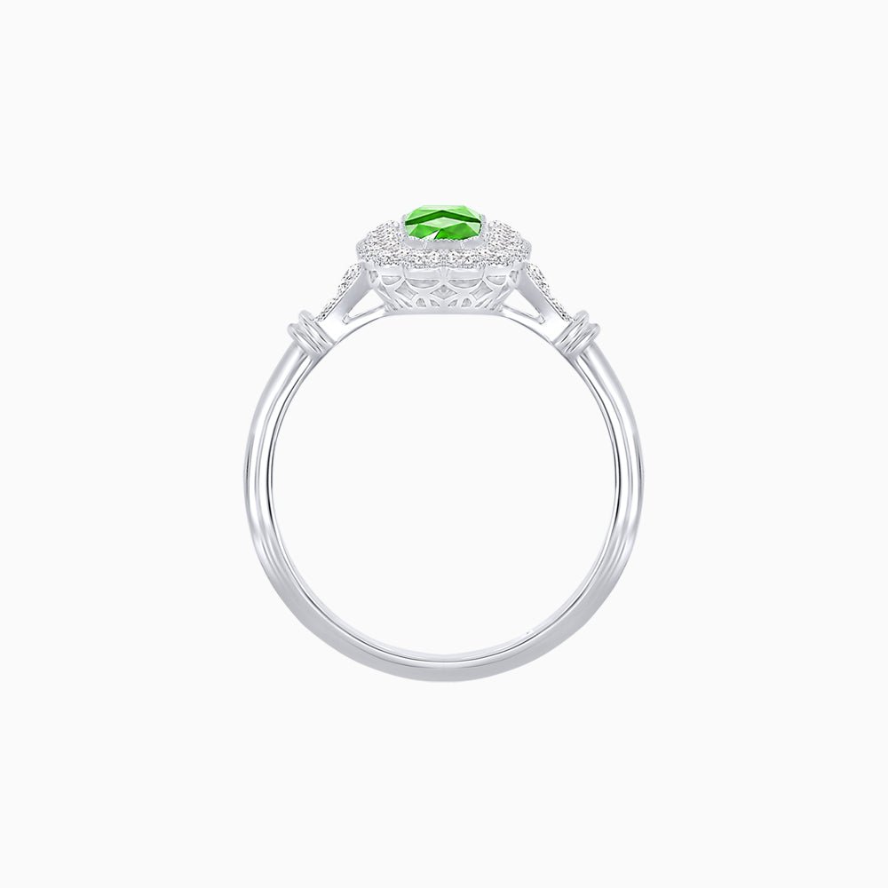 Art Deco Inspired Horisontal Fore Gems stone Ring with Diamond - Shahin Jewelry