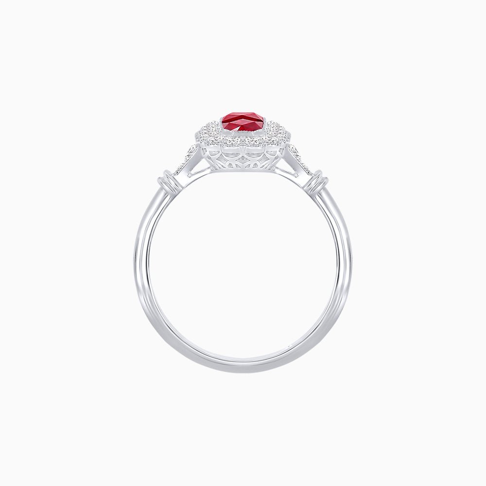 Art Deco Inspired Horisontal Fore Gems stone Ring with Diamond - Shahin Jewelry