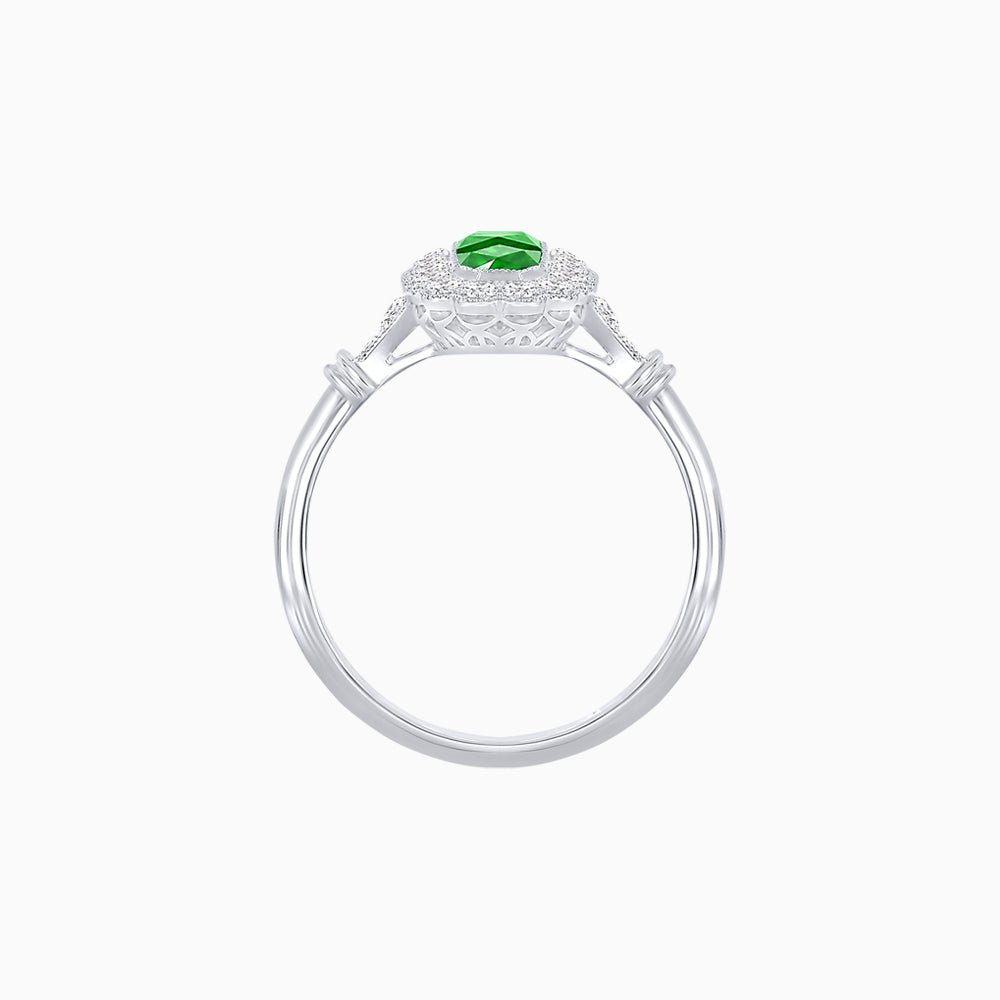 Art Deco Inspired Horisontal Fore Gems stone Ring with Diamond - Shahin Jewelry