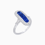 Load image into Gallery viewer, Art Deco Inspired Horisontal Fore Gems stone Ring with Diamond - Shahin Jewelry

