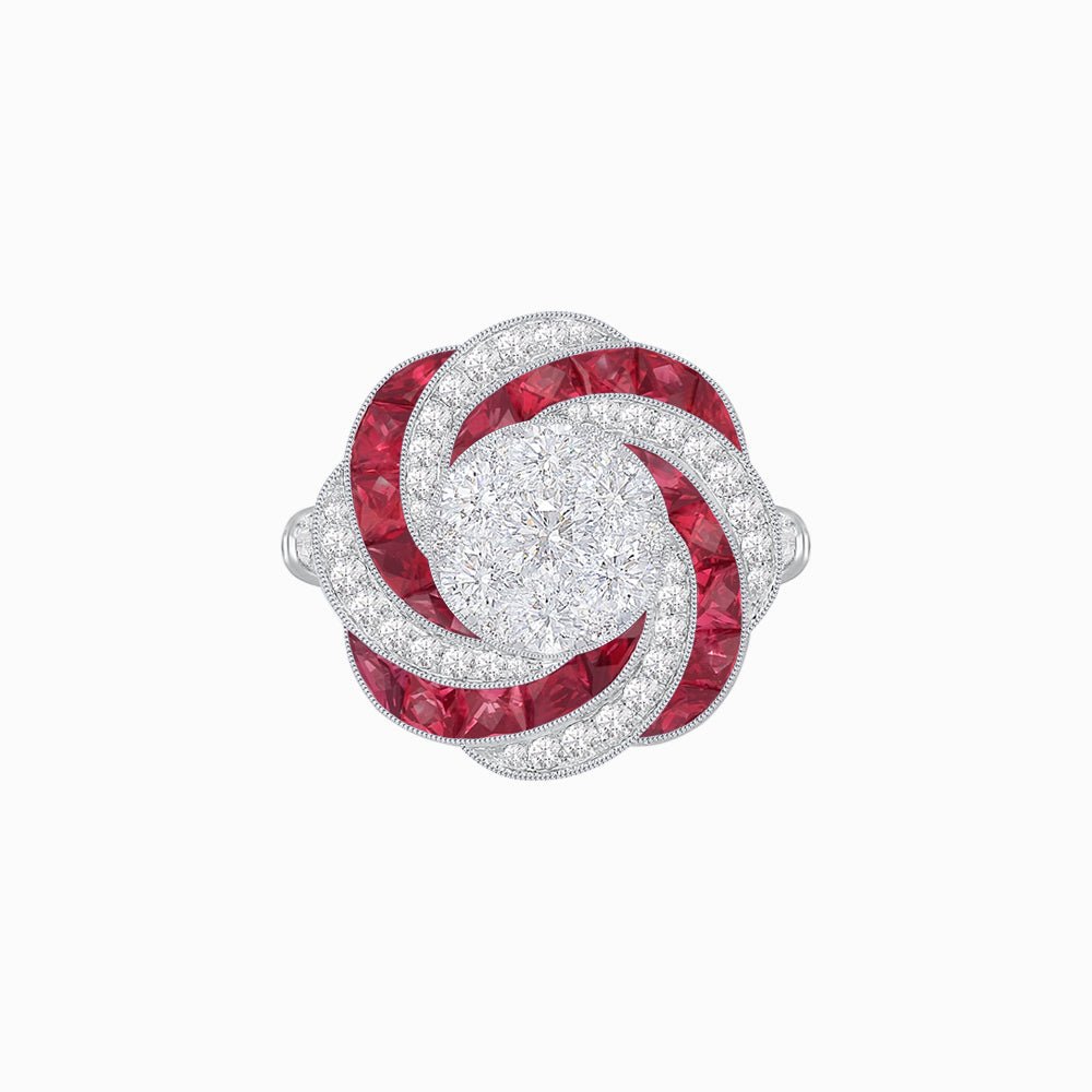 Art Deco - inspired illusion Engagement Ring Swirl Design - Shahin Jewelry