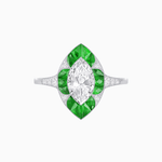Load image into Gallery viewer, Art Deco Inspired Marquise Cut Calibré Gemstone Halo Ring - Shahin Jewelry
