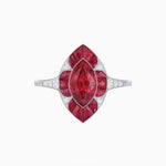 Load image into Gallery viewer, Art Deco Inspired Marquise Cut Calibré Gemstone Halo Ring - Shahin Jewelry