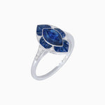 Load image into Gallery viewer, Art Deco Inspired Marquise Cut Calibré Gemstone Halo Ring - Shahin Jewelry