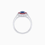 Load image into Gallery viewer, Art Deco Inspired Marquise Cut Calibré Gemstone Halo Ring - Shahin Jewelry
