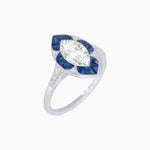Load image into Gallery viewer, Art Deco Inspired Marquise Cut Calibré Gemstone Halo Ring - Shahin Jewelry