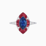 Load image into Gallery viewer, Art Deco Inspired Marquise Cut Calibré Gemstone Halo Ring - Shahin Jewelry