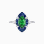 Load image into Gallery viewer, Art Deco Inspired Marquise Cut Calibré Gemstone Halo Ring - Shahin Jewelry