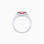 Load image into Gallery viewer, Art Deco Inspired Marquise Cut Calibré Gemstone Halo Ring - Shahin Jewelry