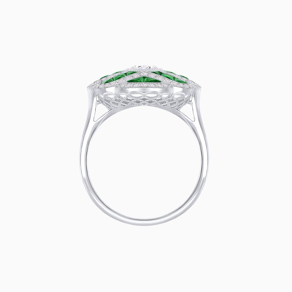 Art Deco Inspired Marquise Cut Sea Wave Design Gemstone Ring - Shahin Jewelry