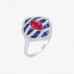 Load image into Gallery viewer, Art Deco Inspired Marquise Cut Sea Wave Design Gemstone Ring - Shahin Jewelry