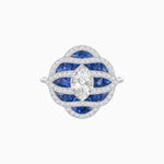 Load image into Gallery viewer, Art Deco Inspired Marquise Cut Sea Wave Design Gemstone Ring - Shahin Jewelry