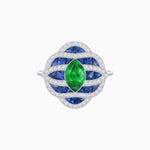 Load image into Gallery viewer, Art Deco Inspired Marquise Cut Sea Wave Design Gemstone Ring - Shahin Jewelry