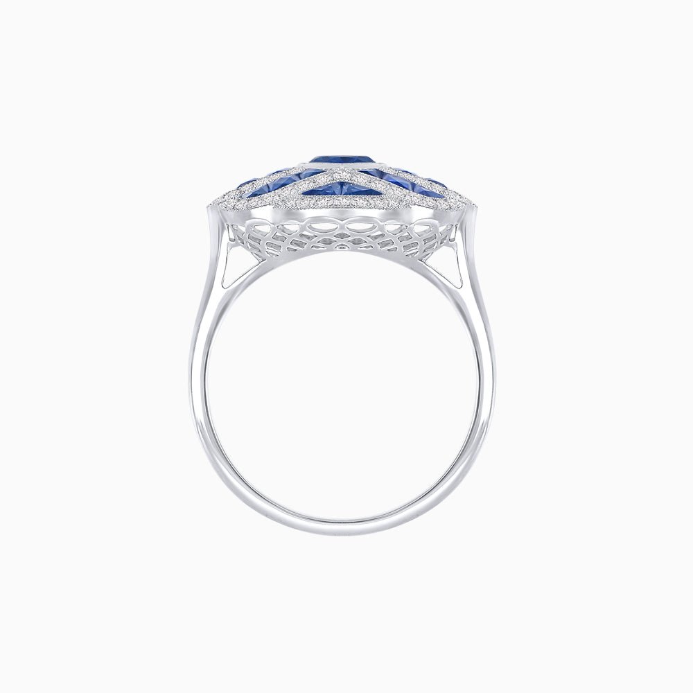 Art Deco Inspired Marquise Cut Sea Wave Design Gemstone Ring - Shahin Jewelry